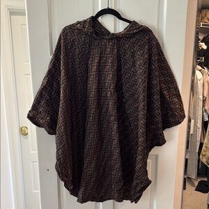 Fendi Brown and Black Monogram Poncho